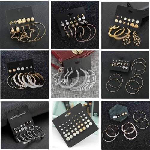 SOHOT European Brand Big Circle Set Women Hoop Earrings Trendy Brincos Combination Gold Silver Color Alloy Party Jewelry