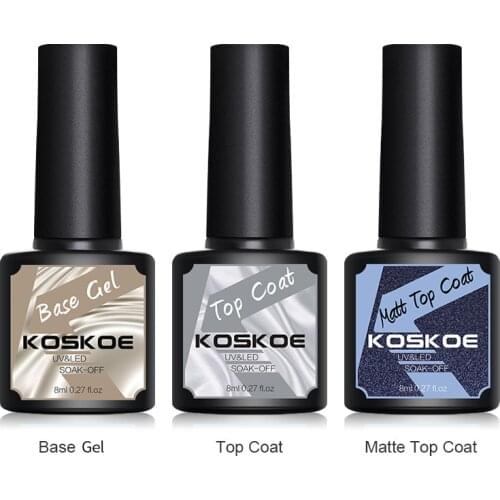 KOSKOE 8ml Nail UV Gel Base Coat Top Coat Matte Top Coat Long Lasting Soak off UV Nail Art Gel For Manicures Varnish Base Coat