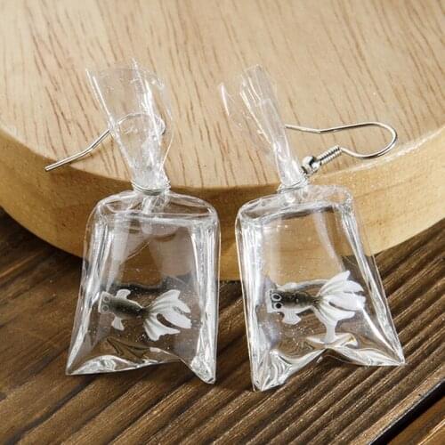 Creative Hot Cute Cool Acrylic Red Fish Drop Earrings for Women Geometry Pocket Earring Korea style Fashion Jewelry Girls Gift