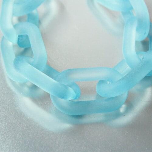 20pcs Big Matte Aquamarine Oval Acrylic Chunky Chain Links, Translucent Open Plastic Necklace Chain Links,Size 40mmx25mm, SV021