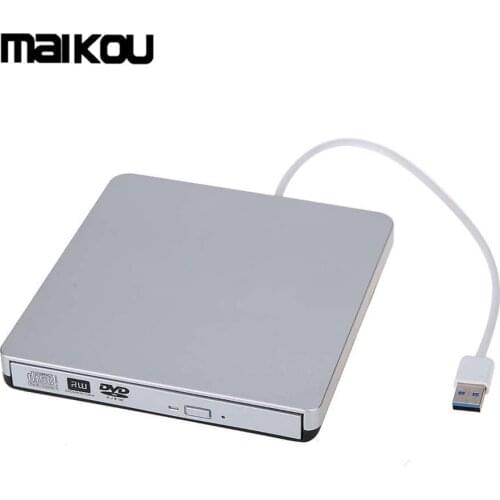 Maikou New USB3.0 Slim External Driver CD+-RW DVD+-RW DVD-RAM Writer Compatible with USB 2.0 for PC,Mac,Laptop- SILVER