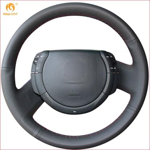 MEWANT Black Genuine Leather Car Steering Wheel Cover for Citroen Triumph C4 2005 2006 2007 2008 2009 2010 Interior Accessories