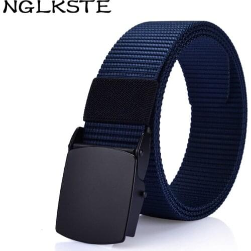 NGLKSTE Mens Canvas Belt Metal Tactics Woven Belt Canvas Belts Casual Pants Cool Wild Gift for Men Belts LBQ040