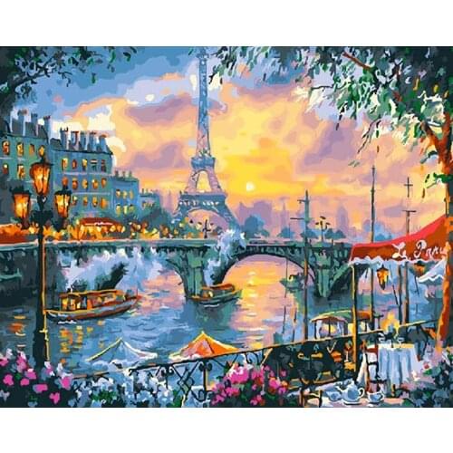 Frameless Europe City Street DIY Painting By Numbers Home Decoration Handpainted Abstract Oil Painting for Living Room Artwork