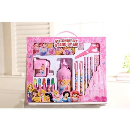 17 Piece Set Disney Mickey Creative Stationery Set Cute Kettle Pencil Sharpener Watercolor Pen Stationery Combination Gifts