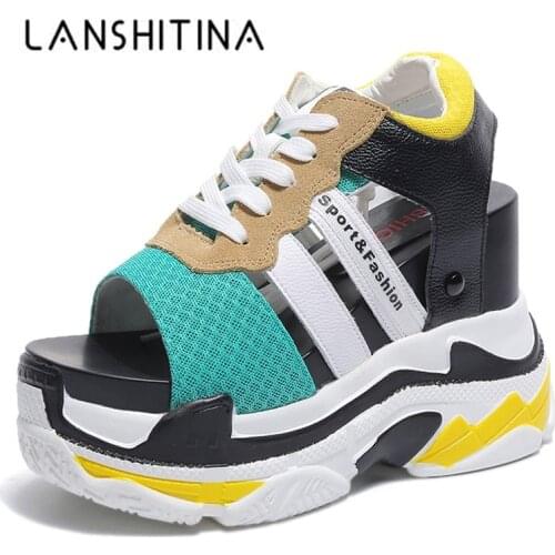 New 2020 Summer Platform Sandals Women Wedges Thick Bottom Casual Woman Shoes 12CM High Heels Comfortable Red Sandals Sneakers