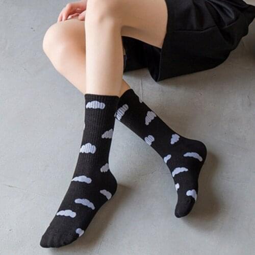 Novelty Funny Woman Socks Korean Fashion Women Letter Cloud Socks HIP-Hop Skateboard Street Happy Harajuku Solid Color Socks