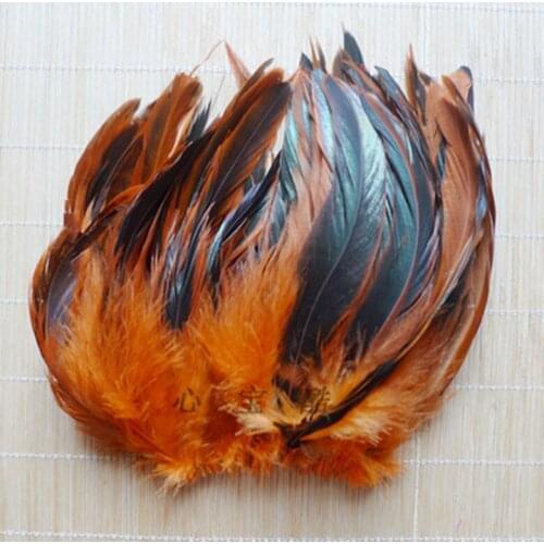 Wholesale natural orange 100pcs/lot ecru Beautiful Rooster feathers 12.5-20cm/ 5-8