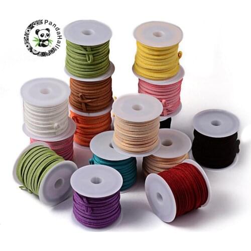 Wholesale 25rolls/bag 3x1.5mm Mixed Color Faux Suede Soutache Cord Leather Lace For Clothes Shoes Jewelry Making Finding 5m/roll