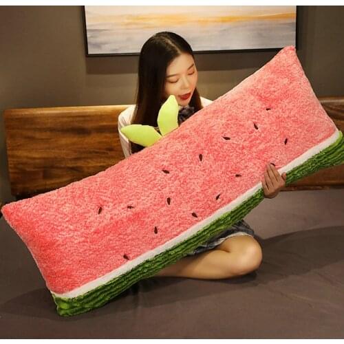 Kawaii Long Stuffed Pillow Fruits Plush Toys Watermelon Bed Sleep Sofa Soft Cushion Girl Baby Birthday Gift