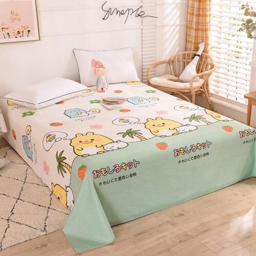 Bed Sheet One-Piece Pure Cotton All Cotton Single Bed Student Dormitory Cute Cartoon Style Double Children Princess Quilt