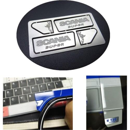 Rc Truck Hercules SCANIA R730 Tractor (Open Door Version) Part Spoiler Metal Logo Sticker For 1/14 Rc Car Toys Diy Accessories