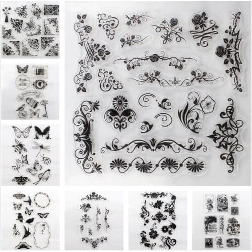 Rubber Transparent Silicone Seal for DIY Scrapbooking Photo Album Decorative Stamp Crafts Flower stamps Leaves Clear Stamp