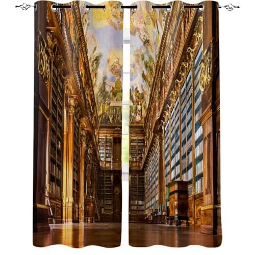 Palace Metal Plank Bookshelf Retro Curtains for Living Room Bedroom Kitchen Window Treatment Curtain Home Decoration