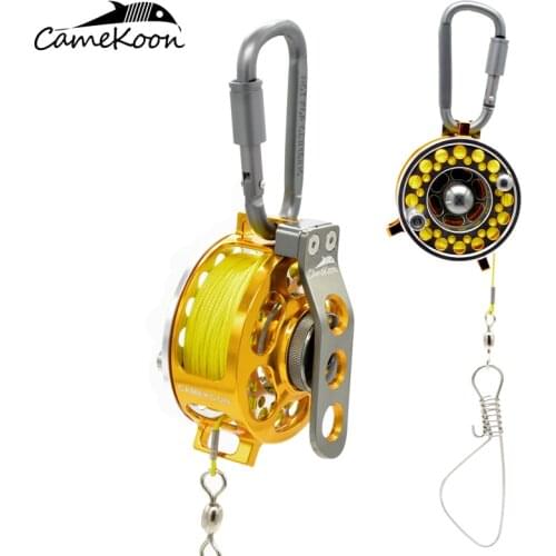 CAMEKOON Fishing Stringer 20M/65.61" PE Line Live Fish Lock with Aluminum Reel & 10pcs Float Stainless Fish Buckle Fishing Tool