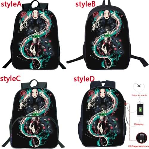 4 Styles Spirited Away Dragon Backpack Students School Bag Boys Girls No Face Man Rucksack Kids Primary Bookbag Teens Travel Bag