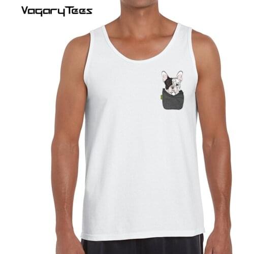 Funny French Bulldog/Boston Terrier/German Shepherd/Labrador Retriever/Chihuahua/Yorkie FU Pocket Tank top Harajuku Tees