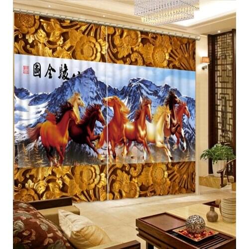 Horse curtain Modern Home Decoration Living Room Curtains 3d relief curtains