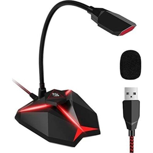 USB Desktop Gaming Microphone with Mute Button Plug Play Volume Control for Mac/Windows Recording YouTube Portable Audio