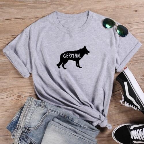 German Shepherd T-Shirt Funny T Shirts Women Short Sleeve O-neck T-shirt Women Cotton Tshirt Women Top Loose Tee Shirt Femme