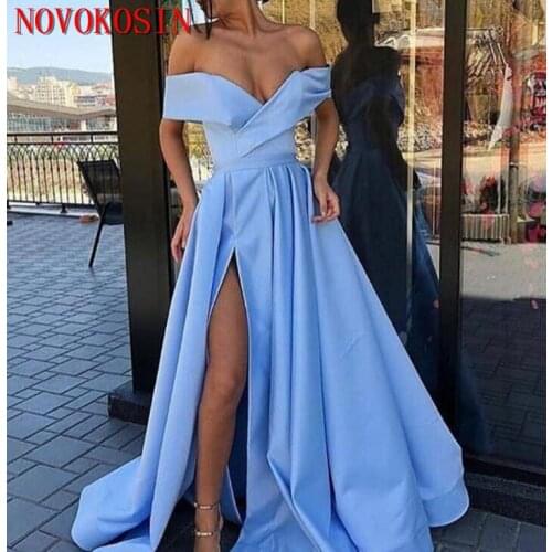 Pink Yellow Prom Dresses 2019 Long Floor Length Side High Split Party Dress Formal Evening Gowns Vestido de Festa