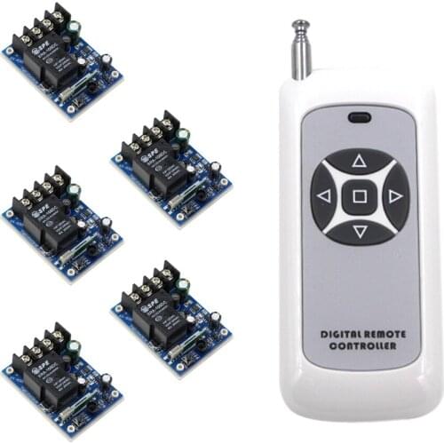 DC 12V 24V 36V 48V 30A 1CH RF Wireless Relay Remote Control Switch Transmitter with 5Buttons + 5 Receivers Module 315/433 MHz
