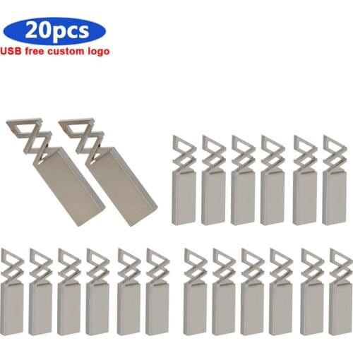 20pcs free logo Pendrive128gb 32GB Metal USB Flash Drive 64GB Pen Drive 16GB 8GB USB 2.0 High Speed USB Stick Standard Shipping