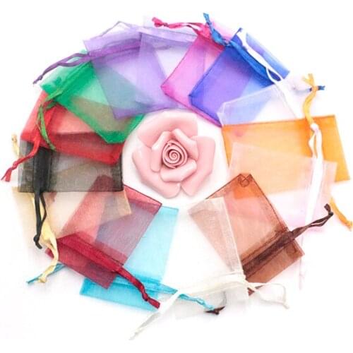 200pcs/lot 7*9cm 15Colors Organza Bags For Jewelry Package Display Candy Gift Package Wedding Dry Flower Stored Bag Can Custom