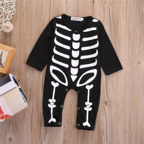 2020 Halloween Toddler Baby Girls Boys Jumpsuits Baby Long Sleeve One Piece Skeleton Printing Romper Spring Autumn