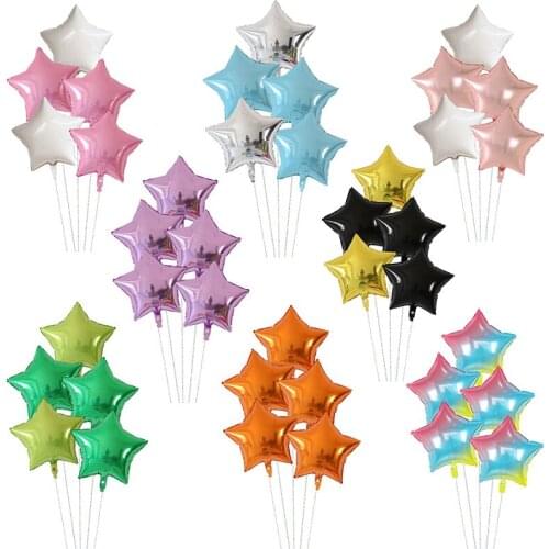 5pcs 18inch Colorful Pentagram Foil Balloon Gold Silver Pink Blue Star Air Globos Baby Shower Birthday Party Decoration Kids Toy