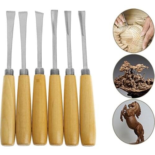 6Pcs Assorted Wood Working Carving Chisels Tools Gouge Skew Sculpting Tool Set