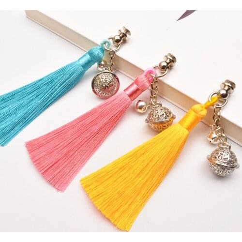 8cm Alloy Bell Hanging Tassel for Mobile Phone Pendant DIY Keychain Tassels Pendants Fringe for DIY Key Rings Craft Supplies