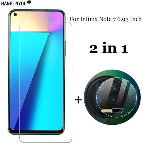 2-in-1 For Infinix Note 7 Note7 6.95" Soft Fiber Camera Lens Protection Film + Front 9H 2.5D Tempered Glass Screen Protector