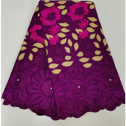 African Swiss Voile Net Lace Fabric High Quality French 100% Cotton Embroidered Net Lace Fabric 5 yards For Wedding Dress A1218