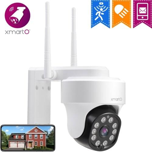 XMARTO 2K HD 1296/1080P Wireless Outdoor Security Camera,Automatic Tracking, 2-Way Audio ,Smart Floodlight, Night Vision