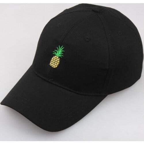 Womens Pineapple Embroidery Baseball Cap For Men Summer Cotton Fruit Snapback Hip Hop Caps Adjustable Black Sun Dad Hats Gorras