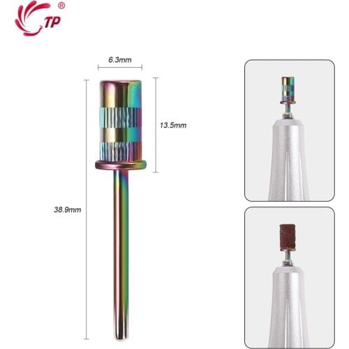 Electric Nail Drill Bit Block Sanding Caps Band Medical Stainless Steel Mandrel Grip Milling Cutter Manicure Pedicure Tools