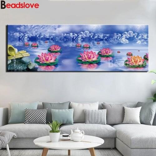 Large diamond mosaic Lotus landscape Diamond Embroidery sale diy daimond painting full square round drill mosaic decor home art