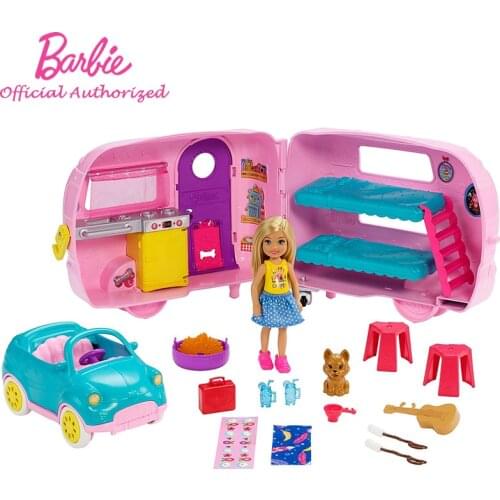 Brabie Doll Chelsea Club Camping Vehicle Mini Boneca With Car Accessories Travel Wheels Kid Toys For Christmas Gift FXG90