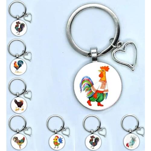 25mm Handmade Animal Chicken Hen Rooster Festival Keychain, Crystal Pendant Keychain For Men And Women, High Quality Keychain, S