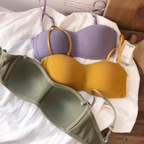 Wriufred Push up bras non-slip tube top underwear latex cotton seamless invisible bralette invisible tubeless lingerie multcolor