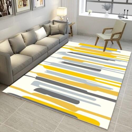 Household Yellow Gray White Pattern Rug Living Room Nordic Striped Geometric Style Carpet Bedroom Modern Large alfombras Sale