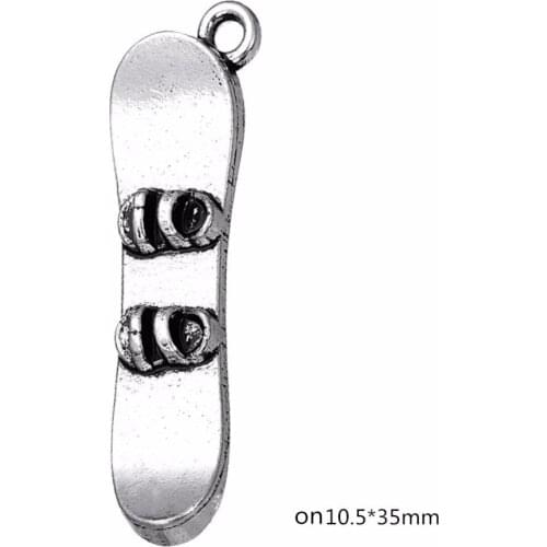 DOUBLE NOSE Zinc Alloy Antique Silver Plating Skateboard Sport Snow Board Charms Pendants DIY Jewelry Finding