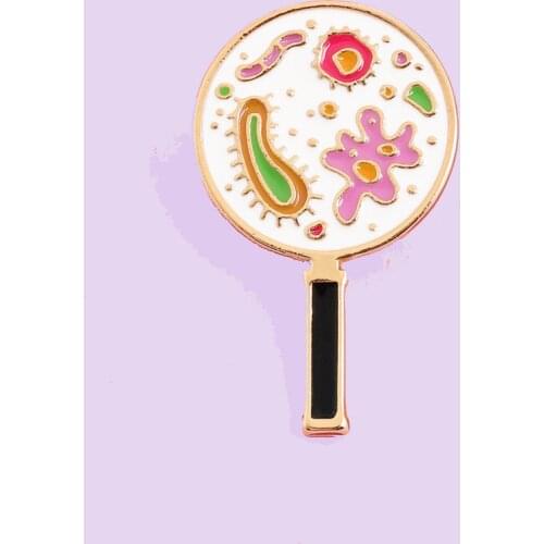 Bacteria Worm Fan Enamel Brooch Cartoon Microbe Fan Shaped Pot Pin Clothing Backpack Jewelry Gift