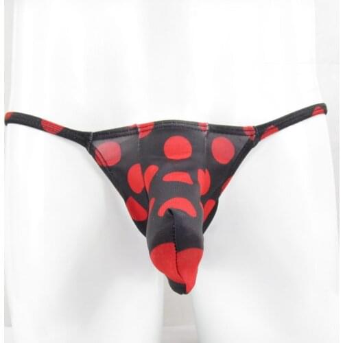 G4944 String Thong String Narrow waist Pouch and Sleeve Leopard Dots Camo