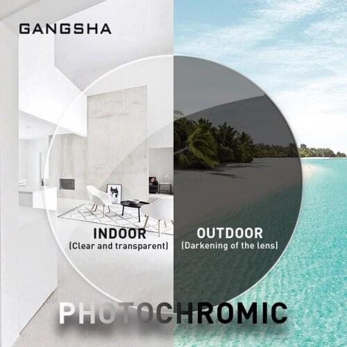GANGSHA Anti Blue Light Rays Photochromic Series 1.56 1.61 1.67 Prescription CR-39 Resin Aspheric Glasses Lenses Myopia Lens