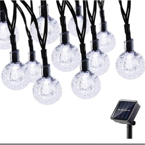Solar LED Crystal Balls String Light Outdoor 20/30/50/60LED Waterproof 8 Modes Fairy Light Christmas Wedding Garden Tree Decora