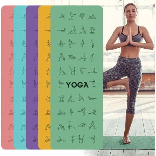 6mm Yoga Mat For Beginner TPE Non-slip Mat Yoga Sports Exercise Pad With Position Line Home Fitness Gymnastics Pilates Mats