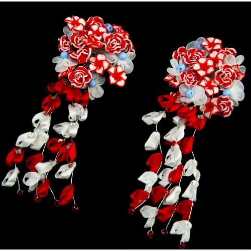 Red Wu Zetian Hair Flower Hair Clip Empress Queen Headdress Model Stage Show Headwear Antique Studio Photography