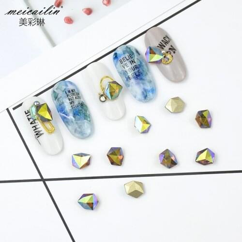 10Pcs AB Flat Back Crystal Shining Nails Rhinestones Multi-size Multi-styles 3D Glitter Gems DIY Manicure Nail Art Decoration
